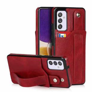 For Samsung Galaxy A82 5G Crazy Horse Texture Shockproof TPU + PU Leather Case with Card Slot & Wrist Strap Holder(Red)