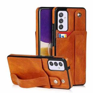 For Samsung Galaxy A82 5G Crazy Horse Texture Shockproof TPU + PU Leather Case with Card Slot & Wrist Strap Holder(Yellow)