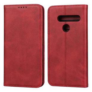 For LG G8 ThinQ Calf Texture Magnetic Horizontal Flip Leather Case with Holder & Card Slots & Wallet(Red)