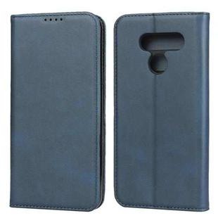 For LG K50 Calf Texture Magnetic Horizontal Flip Leather Case with Holder & Card Slots & Wallet(Blue)