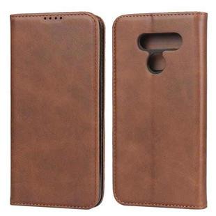 For LG K50 Calf Texture Magnetic Horizontal Flip Leather Case with Holder & Card Slots & Wallet(Brown)