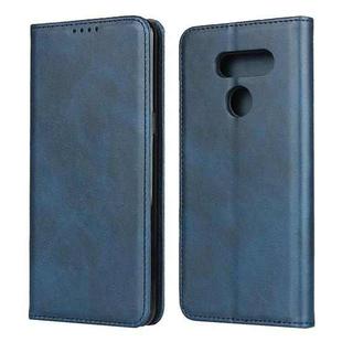 For LG K50S Calf Texture Magnetic Horizontal Flip Leather Case with Holder & Card Slots & Wallet(Blue)