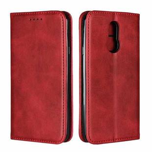 For LG Q7 Calf Texture Magnetic Horizontal Flip Leather Case with Holder & Card Slots & Wallet(Red)