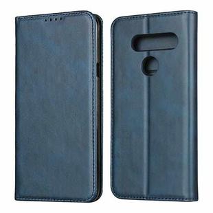For LG V40 ThinQ Calf Texture Magnetic Horizontal Flip Leather Case with Holder & Card Slots & Wallet(Blue)
