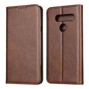 For LG V40 ThinQ Calf Texture Magnetic Horizontal Flip Leather Case with Holder & Card Slots & Wallet(Brown)