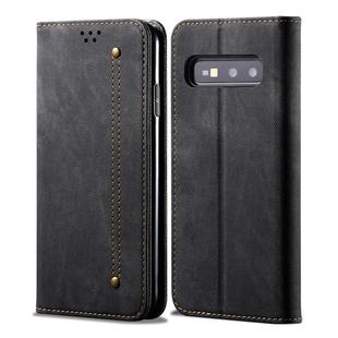 For Galaxy S10e Denim Texture Casual Style Horizontal Flip Leather Case with Holder & Card Slots & Wallet(Black)