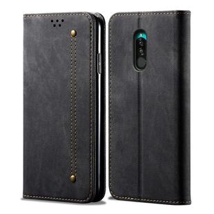 For Xiaomi Redmi 8 Denim Texture Casual Style Horizontal Flip Leather Case with Holder & Card Slots & Wallet(Black)