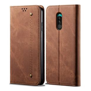 For Xiaomi Redmi 8 Denim Texture Casual Style Horizontal Flip Leather Case with Holder & Card Slots & Wallet(Brown)