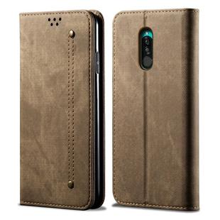 For Xiaomi Redmi 8 Denim Texture Casual Style Horizontal Flip Leather Case with Holder & Card Slots & Wallet(Khaki)