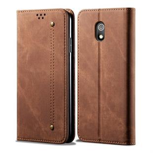 For Xiaomi Redmi 8A Denim Texture Casual Style Horizontal Flip Leather Case with Holder & Card Slots & Wallet(Brown)