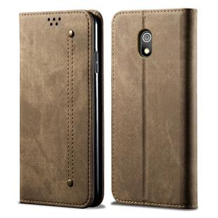 For Xiaomi Redmi 8A Denim Texture Casual Style Horizontal Flip Leather Case with Holder & Card Slots & Wallet(Khaki)