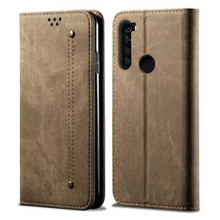 For Xiaomi Redmi Note 8 Denim Texture Casual Style Horizontal Flip Leather Case with Holder & Card Slots & Wallet(Khaki)