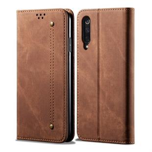 For Xiaomi Mi 9 Denim Texture Casual Style Horizontal Flip Leather Case with Holder & Card Slots & Wallet(Brown)
