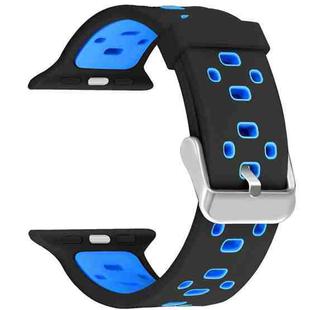 Square Hole Two-color Silicone Buckle Strap Watch Band For Apple Watch Series 9&8&7 41mm / SE 3&SE 2&6&SE&5&4 40mm / 3&2&1 38mm(Black + Blue)