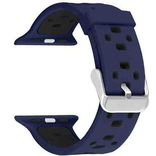 Square Hole Two-color Silicone Buckle Strap Watch Band For Apple Watch Series 9&8&7 41mm / SE 3&SE 2&6&SE&5&4 40mm / 3&2&1 38mm(Navy Blue + Black)