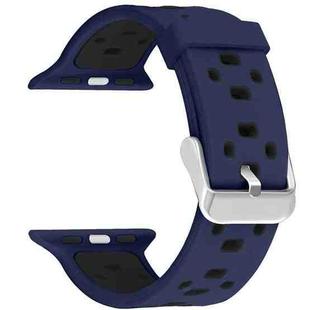 Square Hole Two-color Silicone Buckle Strap Watch Band For Apple Watch Ultra 49mm&Watch Ultra 2 49mm / Series 9&8&7 45mm / SE 3&SE 2&6&SE&5&4 44mm / 3&2&1 42mm(Navy Blue + Black)