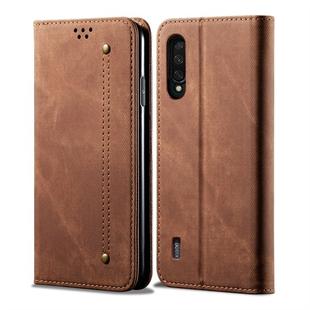 For Xiaomi Mi CC9e / Mi A3 Denim Texture Casual Style Horizontal Flip Leather Case with Holder & Card Slots & Wallet(Brown)