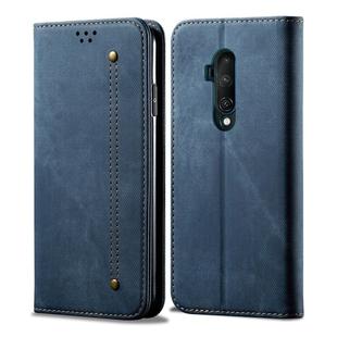 For OnePlus 7T Pro Denim Texture Casual Style Horizontal Flip Leather Case with Holder & Card Slots & Wallet(Blue)