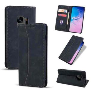 For Samsung Galaxy S9 Skin-feel Calfskin Texture Magnetic Dual-Fold Horizontal Flip Leather Case with Holder & Card Slots & Wallet(Black)