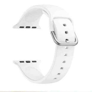 Single-color Silicone Buckle Strap Watch Band For Apple Watch Series 8&7 41mm / SE 2&6&SE&5&4 40mm / 3&2&1 38mm(White)