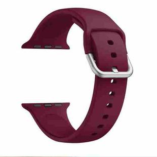 Single-color Silicone Buckle Strap Watch Band For Apple Watch Series 8&7 41mm / SE 2&6&SE&5&4 40mm / 3&2&1 38mm(Wine Red)