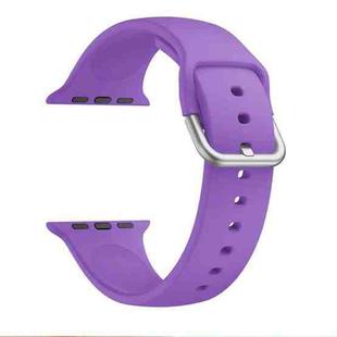 Single-color Silicone Buckle Strap Watch Band For Apple Watch Series 8&7 41mm / SE 2&6&SE&5&4 40mm / 3&2&1 38mm(Dark Purple)