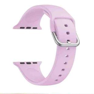 Single-color Silicone Buckle Strap Watch Band For Apple Watch Series 8&7 41mm / SE 2&6&SE&5&4 40mm / 3&2&1 38mm(Lavender)