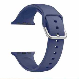 Single-color Silicone Buckle Strap Watch Band For Apple Watch Ultra 49mm / Series 8&7 45mm / SE 2&6&SE&5&4 44mm / 3&2&1 42mm(Navy Blue)