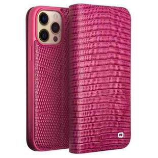 For iPhone 13 Pro Max QIALINO Small Crocodile Texture Horizontal Flip Leather Case with Holder & Card Slots & Wallet (Rose Red)