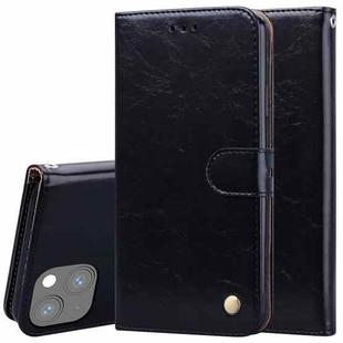 For iPhone 13 Business Style Oil Wax Texture Horizontal Flip Leather Case with Holder & Card Slots & Wallet(Black)