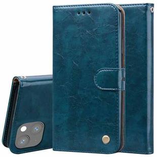 For iPhone 13 Business Style Oil Wax Texture Horizontal Flip Leather Case with Holder & Card Slots & Wallet(Blue)