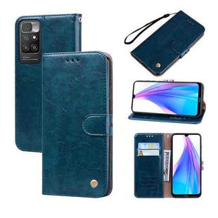 For Xiaomi Redmi 10 Business Style Oil Wax Texture Horizontal Flip Leather Case with Holder & Card Slots & Wallet(Blue)