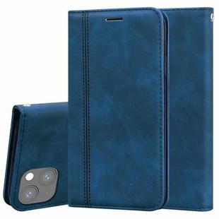 For iPhone 13 mini Frosted Business Magnetic Horizontal Flip PU Leather Case with Holder & Card Slot & Lanyard (Blue)