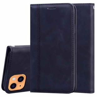 For iPhone 13 Frosted Business Magnetic Horizontal Flip PU Leather Case with Holder & Card Slot & Lanyard(Black)