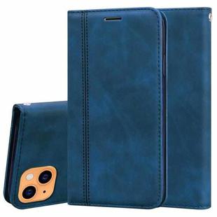For iPhone 13 Frosted Business Magnetic Horizontal Flip PU Leather Case with Holder & Card Slot & Lanyard(Blue)