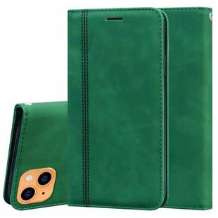 For iPhone 13 Frosted Business Magnetic Horizontal Flip PU Leather Case with Holder & Card Slot & Lanyard(Green)