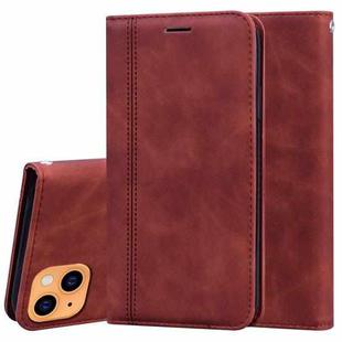For iPhone 13 Frosted Business Magnetic Horizontal Flip PU Leather Case with Holder & Card Slot & Lanyard(Brown)