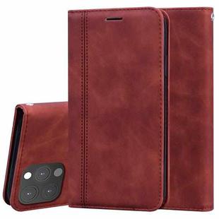 For iPhone 13 Pro Frosted Business Magnetic Horizontal Flip PU Leather Case with Holder & Card Slot & Lanyard (Brown)