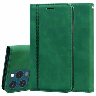 For iPhone 13 Pro Max Frosted Business Magnetic Horizontal Flip PU Leather Case with Holder & Card Slot & Lanyard (Green)