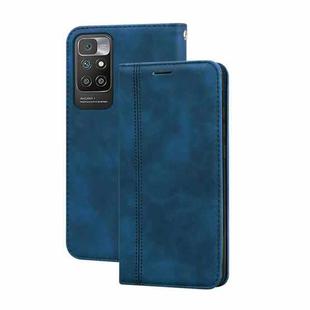 For Xiaomi Redmi 10 Frosted Business Magnetic Horizontal Flip PU Leather Case with Holder & Card Slot & Lanyard(Blue)