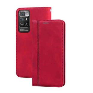 For Xiaomi Redmi 10 Frosted Business Magnetic Horizontal Flip PU Leather Case with Holder & Card Slot & Lanyard(Red)