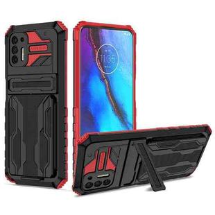 For Motorola Moto G Stylus 2021 Kickstand Armor Card Wallet Phone Case(Red)