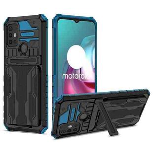 For Motorola Moto G30 Kickstand Armor Card Wallet Phone Case(Blue)