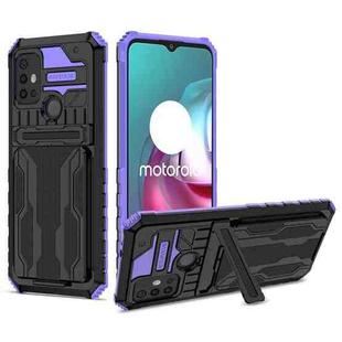For Motorola Moto G30 Kickstand Armor Card Wallet Phone Case(Purple)