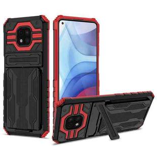 For Motorola Moto G Power 2021 Kickstand Armor Card Wallet Phone Case(Red)