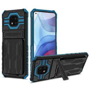For Motorola Moto G Power 2021 Kickstand Armor Card Wallet Phone Case(Blue)