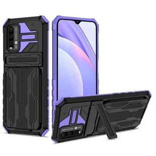 For Xiaomi Poco M3 / Redmi Note 9 4G Kickstand Armor Card Wallet Phone Case(Purple)