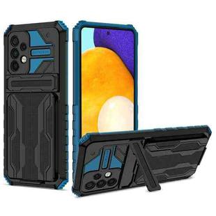 For Samsung Galaxy A72 5G / 4G Kickstand Armor Card Wallet Phone Case(Blue)