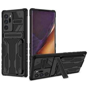 For Samsung Galaxy Note20 Ultra Kickstand Armor Card Wallet Phone Case(Black)