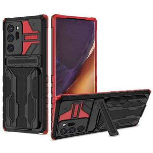 For Samsung Galaxy Note20 Ultra Kickstand Armor Card Wallet Phone Case(Red)